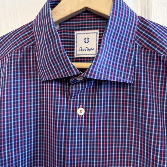 David Donahue Other - David Donahue Men's Blue & Red Plaid Button Down Long Sleeve Shirt Size Large